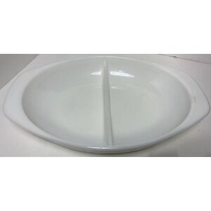 Vintage Pyrex 1083 Milk Glass Divided Casserole Dish Hors D'oeuvres 1.5 Qt USA